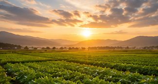 収穫した野菜を手にする生産者