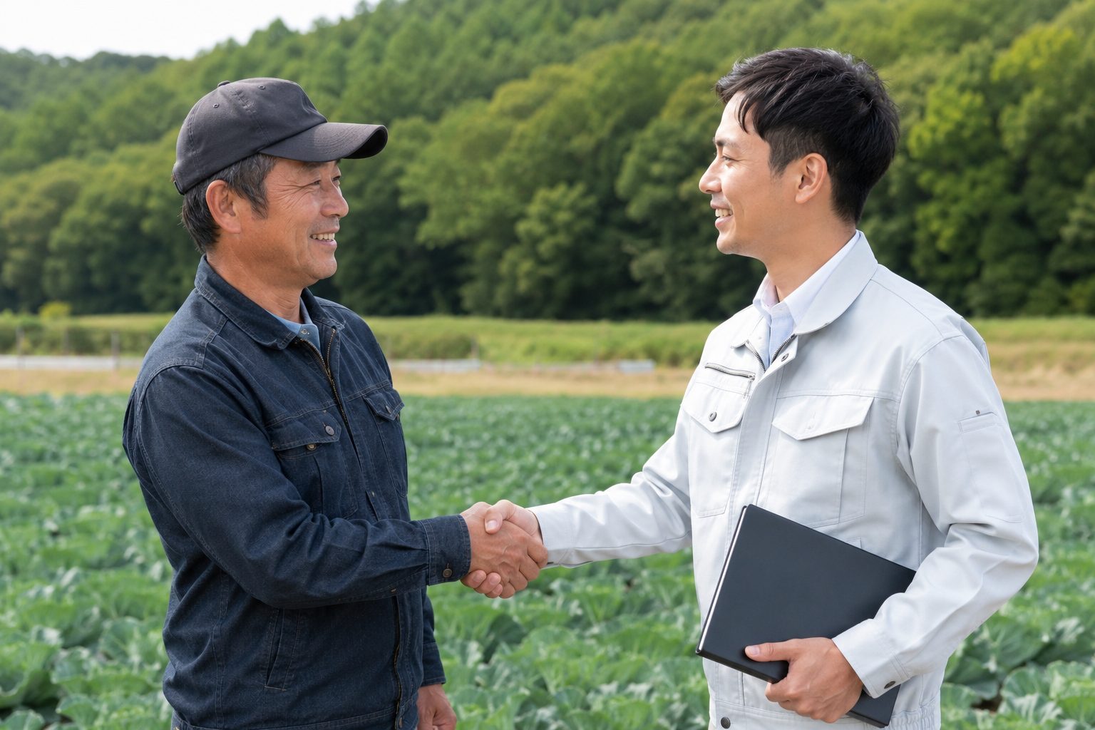 畑で働く生産者